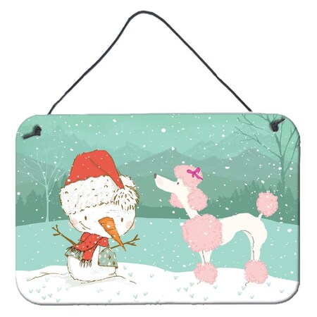 Carolines Treasures Pink Poodle Snowman Christmas Wall or Door Hanging Prints CK2066DS812
